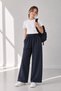 Navy Blue Girls' Sweatpants - Wide Fit