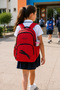 Red Waterproof School Backpack Multi-Compartment Large Internal Volume Student 45X31X15 cm