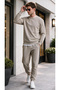 Men's Regular Thermal Fleece 3 Thread Puff Fabric Zero Collar Tracksuit Set - 6