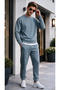 Men's Regular Thermal Fleece 3 Thread Puff Fabric Zero Collar Tracksuit Set - 2