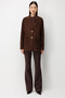 Black Suede Blazer Jacket with Gold Button Detail 4091 - 3