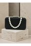 Black Striped Satin Silver Detailed Crystal Stone Chain Strap Women's Evening Dress Bag Wedding Engagement Graduation - 6