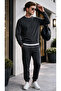 Men's Regular Thermal Fleece 3 Thread Puff Fabric Zero Collar Tracksuit Set - 6