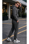 Men's Thermal Fleece 3 Thread Puff Fabric Sweatpants Set with Kangaroo Pockets - 3