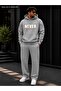 Men's Never Enough Written Sweatpants Set / Hooded Sweatshirt with Kangaroo Pocket and Straight-Leg Bottoms