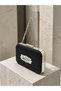 Black Striped Satin Silver Detailed Crystal Stone Chain Strap Women's Evening Dress Bag Wedding Engagement Graduation - 2