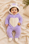 Baby Welsoft Plush Hooded Heart-Eared Zippered Winter Jumpsuit