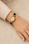 Ganios Special Design Women's Wristwatch – Shiny Emerald Green Minimal Strap, Gold Geometric Case and Stone Detail - 6