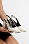 Ten Skin Finished Toe-Strap Shoes with Open Back and Large Buckle, 7cm Covered Heel, New Season - 4