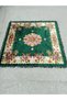 Vintage Emerald Green Floral Patterned Velvet Table Cloth and Multi-Purpose Decorative Coverlet 125X125 cm 6100 - 3