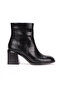 Women's Zippered Crocodile Patterned Thick Heeled Boots - 4
