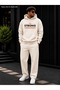 Men's Stay Strong Printed Tracksuit Set / Hooded Sweatshirt with Kangaroo Pocket and Straight-Leg Bottoms