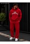 Men's San Francisco Stretchy Lettered Sweatpants Set / Hooded Sweatshirt with Kangaroo Pocket and Straight Leg Bottoms