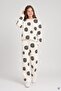 Cream Girls' Embossed Print Raised Print Crew Neck Wide Leg Sweatpants Set 24785