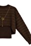 1042 women's necklace accessory detailed textured 2 piece blouse set brown - 5