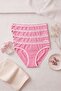 Women's Pink 4-Pack Cotton Striped Elastic Comfortable Slip Panties