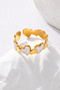 4-Piece Combination White Stone Sun Moon Heart Wave Shaped Adjustable Gold Ring Set - 6