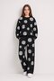 Black Girls' Embossed Print Raised Print Crew Neck Wide Leg Tracksuit Set 24783 - 2