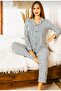 Front Buttoned Striped Cotton Soft Pajama Set