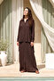 Front Buttoned Cupra Dress with Tunic Skirt Look from the Front 726 Brown