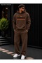 Men's Stay Strong Printed Tracksuit Set / Hooded Sweatshirt with Kangaroo Pocket and Straight-Leg Bottoms