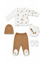 0-3 Months Baby Set with Squirrel Embroidery, 100% Organic Cotton, 5 Piece Set - 2