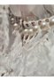 Pearl Embellished 3D Floral Appliqué Nude Lined White Textured Organza Ruffle Collar Event Engagement Special Occasion Cocktail Promise Dress - 3