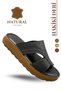 Genuine Leather Men's Slippers - Genuine Leather Men's Slippers with Soft Thick Soles a Shir Smoked