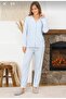 Front Buttoned Striped Cotton Soft Pajama Set - 2
