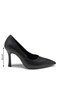 Women's High Heeled Pointed Toe Flat Black Colored Stiletto Shoes - 2