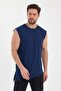 Wide Collar Side Asymmetrical Cut Zero Sleeve T-Shirt - 2