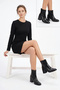 Women's Black Crocodile Round-Toe Thick-Heeled Comfortable and Stylish Boots - 2