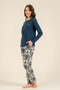 Women's Pajama Set, Combed Modal, 50% Cotton 50% Modal, Buttoned Collar, Patterned, with Pockets