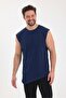 Wide Collar Side Asymmetrical Cut Zero Sleeve T-Shirt - 4