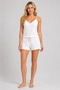 Women's Star Patterned Thin Strap Shorts Summer Pajama Set – White/Pink - 2