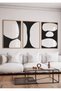 Natural Wood Framed Set of 3 Black and White Abstract Modern Minimalist Paintings Set Living Room Decorative Wall Painting
