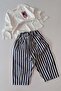 Boy's Dog Printed Sweatshirt and Striped Gabardine Trousers
