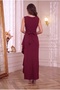 Double-Breasted Collar Women's Flounced Slit Stone Belted Wedding and Engagement Evening Dress - 4