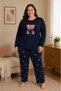 Women's Plus Size Long Sleeve Interlock Pajama Set - 3