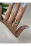 Steel Colorful Stone Row Ring (Adjustable) - 2
