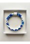 Handmade Prison-Style Blue and White Beaded Knitted Bracelet Inner Diameter: 5.5 cm - 4