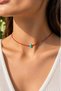 Turquoise Natural Stone Necklace with Dorica Beads and Red Cord Adjustable Women's Necklace