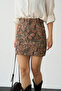 Imported Fabric Ethnic Patterned High Waist Wide Leg Jean Denim Skirt - 2