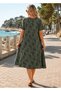 Khaki Ethnic Pattern Midi Trend Standard Dress - 3