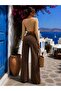High Waist Wide Leg Jean Palazzo Pants - 3