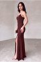 Stone Strap Slit Draped Long Evening Dress Graduation Dress - 3