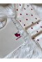 Ecru Raspberry Patterned Soft Winter Waffle Knitted Pajama Set - 3