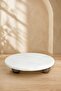 Natural Marble Wooden Leg Presentation Stand 25 cm