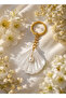 25 Pieces of Oyster Keychain with Pearls, Sea Shell Model with Gold Chain, Promise Engagement Wedding Gift