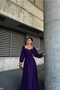 Satin Fabric Square Neck Maxi Evening Dress - 2